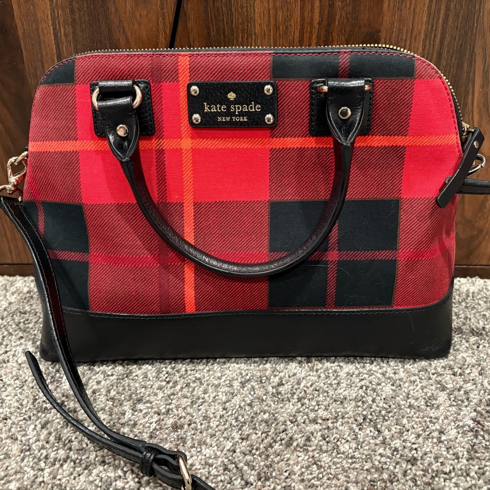 Kate Spade Red and Black Checkered Satchel